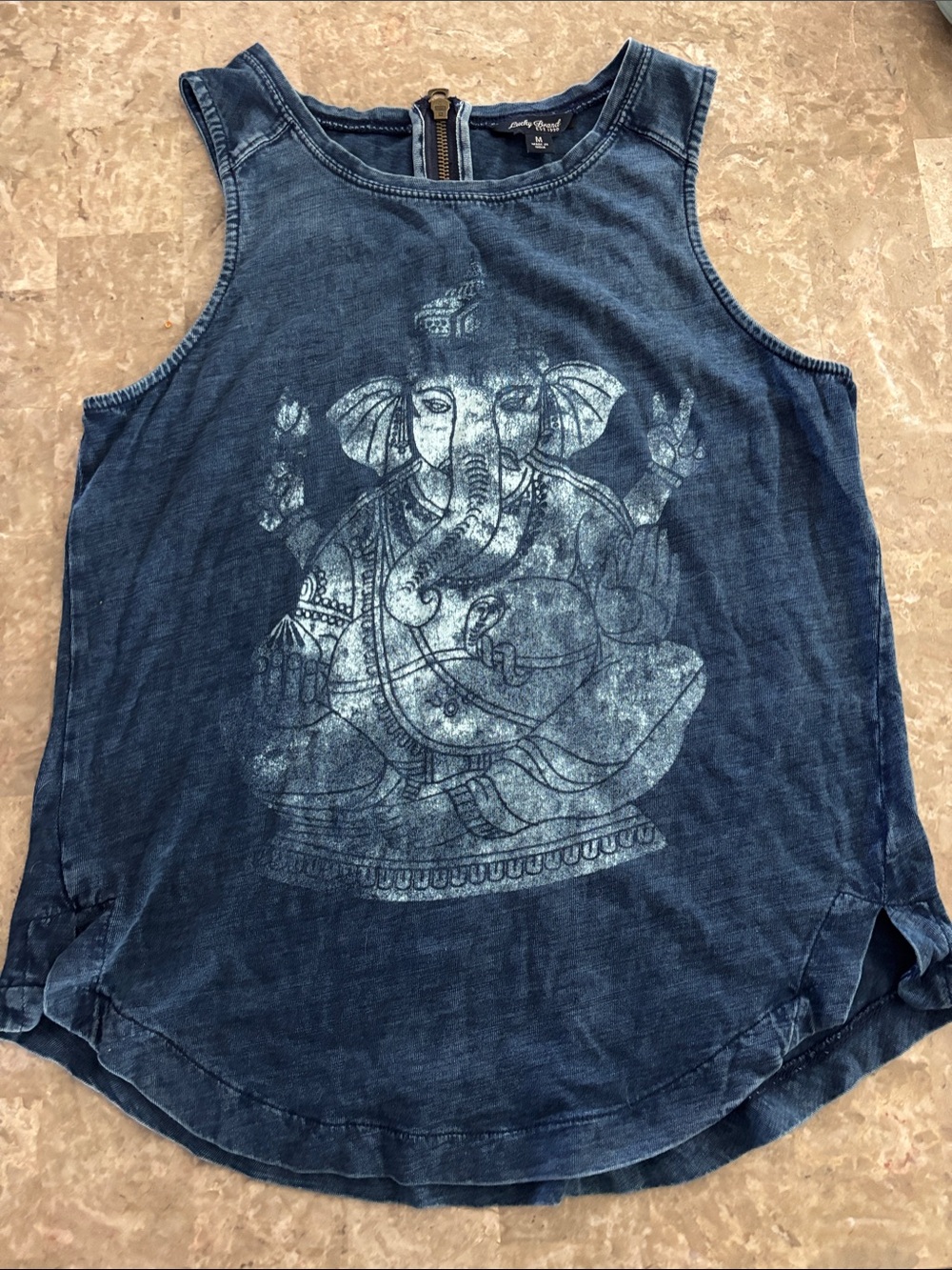 Lucky Brand Indigo Graphic Tank Top